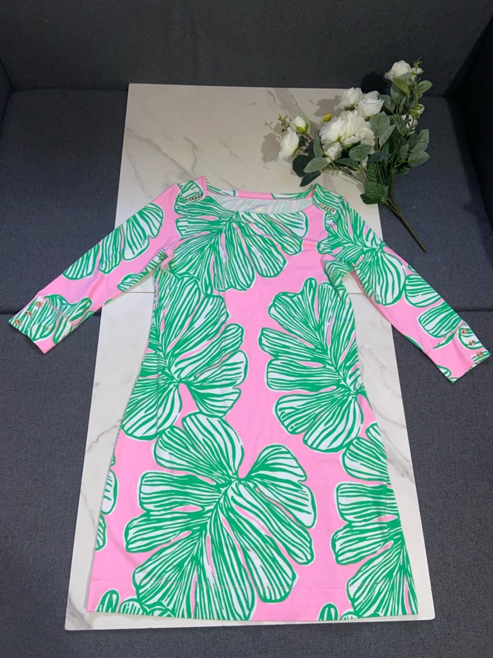 LILLY PULITZER SPF 50+ SOPHIE DRESS MANDEVILLA PALM MONSTERA size Medium